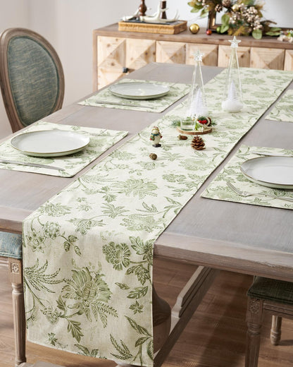 jinchan Black Farmhouse Floral Linen Rectangle Table Cloth 52 x 70 Inch