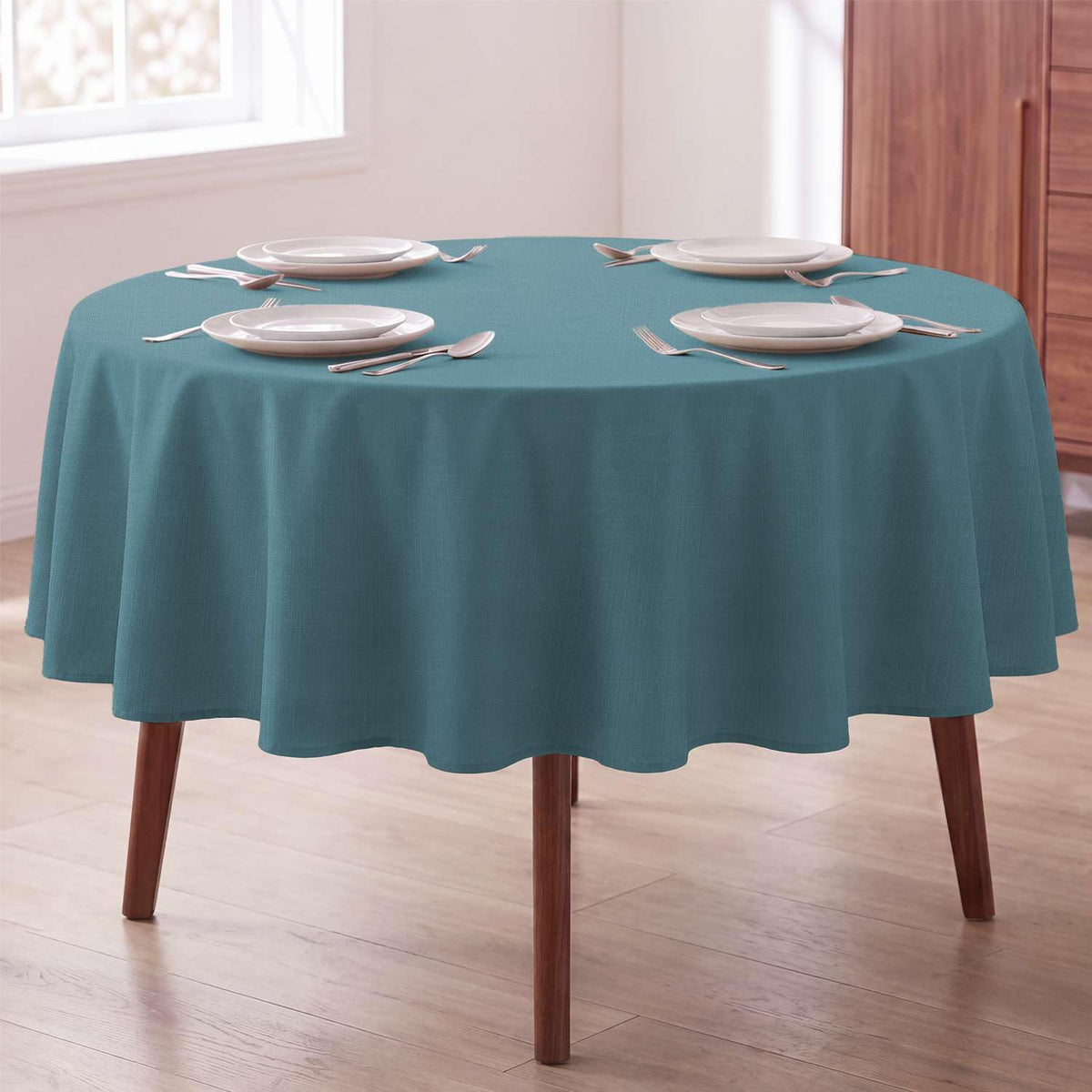 H.VERSAILTEX Linen Table Cloths Rectangle 60 x 84 Inch Premium Tablecloth Spill-Proof Waterproof Table Cover for Dining Buffet Feature Extra Soft and Thick Fabric Wrinkle Free, Natural