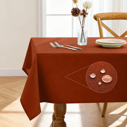 Pureegg Rectangle Linen Tablecloth Waterproof & Stain Resistant, Wrinkle-Free Table Cloth Adds Elegance and Protection, Ideal for Dining, Party, Wedding and Outdoor, 52 x 70 Inch, Beige