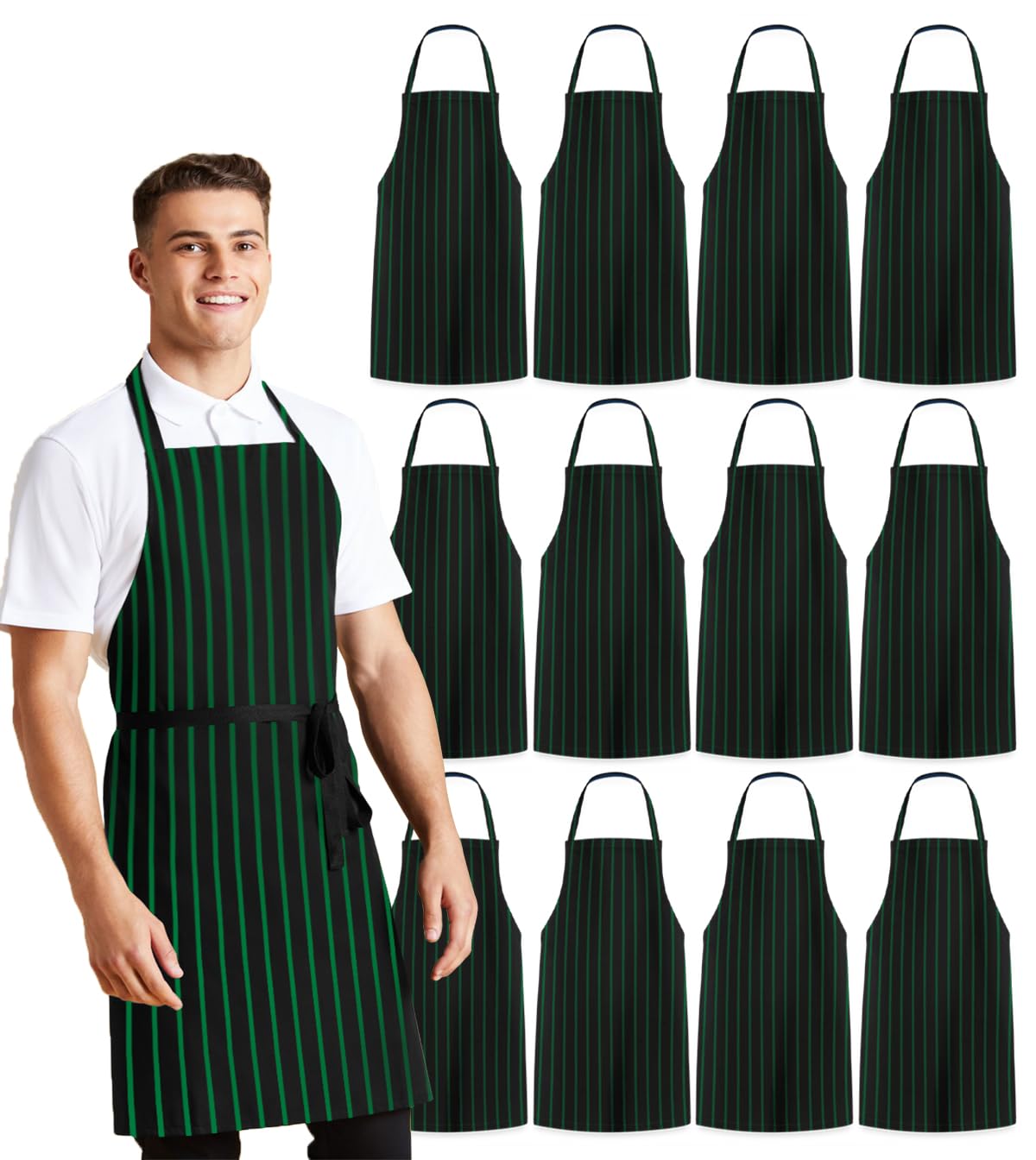 Avalon Kitchen Aprons for Men - 100% Polyester Chef Apron Women with Extra Long Ties - Cooking Aprons for Women & Mens Apron