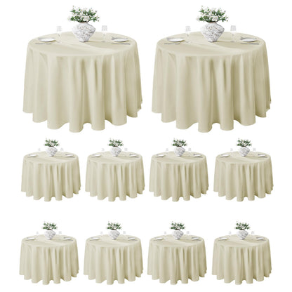 VidaFete 6 Pack 120inch Round Tablecloth Polyester Table Cloth, White