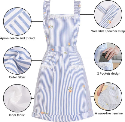 Aoomzoon Cute Aprons for Women with Pockets for Cooking Kitchen Gifts