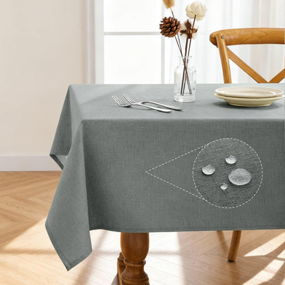 Pureegg Rectangle Linen Tablecloth Waterproof & Stain Resistant, Wrinkle-Free Table Cloth Adds Elegance and Protection, Ideal for Dining, Party, Wedding and Outdoor, 52 x 70 Inch, Beige