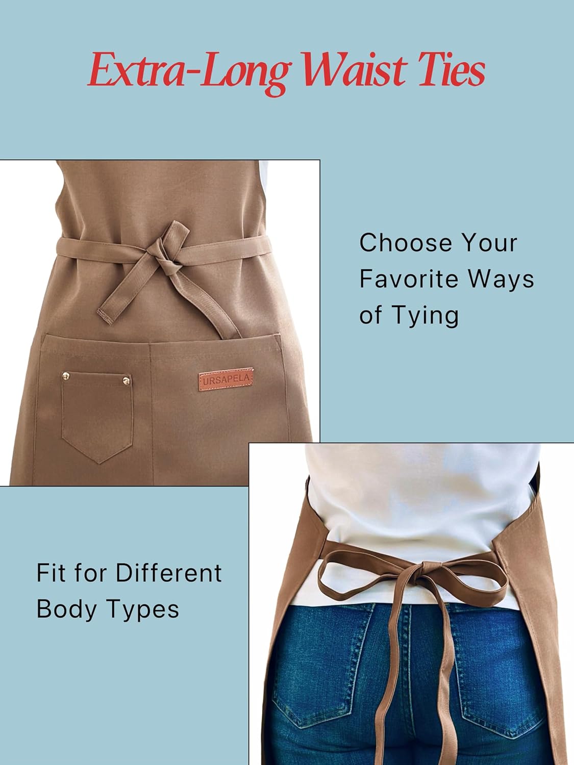Aprons for Women Men, Water-Resistant Kitchen Aprons for Cooking
