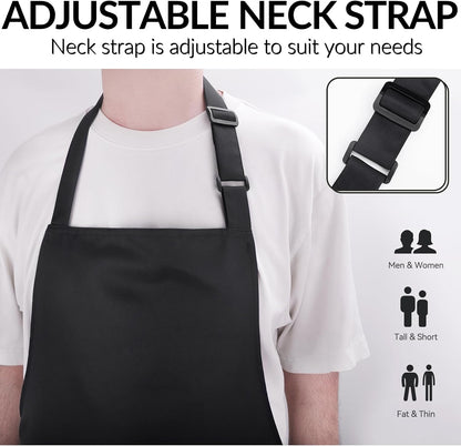 Large Chef Apron for Men and Women, Cooking Kitchen Aprons with 2 Large Pockets Water Oil Resistant