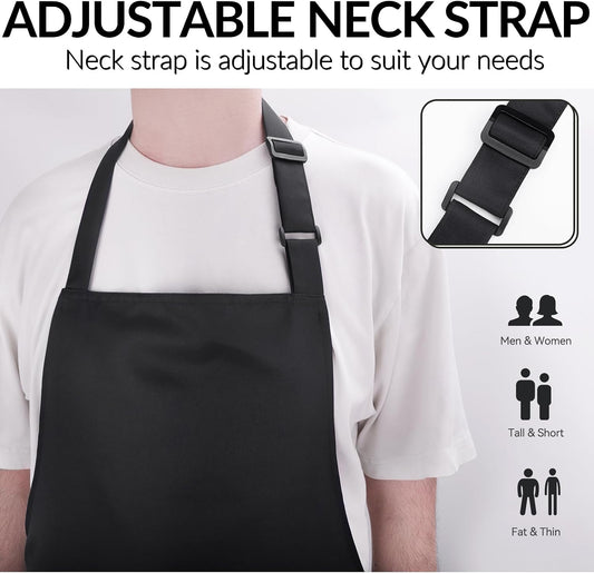 Large Chef Apron for Men and Women, Cooking Kitchen Aprons with 2 Large Pockets Water Oil Resistant