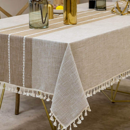 Deep Dream Tablecloth, Embroidered Waterproof Table Cloth Cotton Linen Wrinkle Free Anti-Fading Tablecloths Washable Dust-Proof Table Cover for Kitchen Dinning Party Christmas, 55 x 70 Inch - New Gray