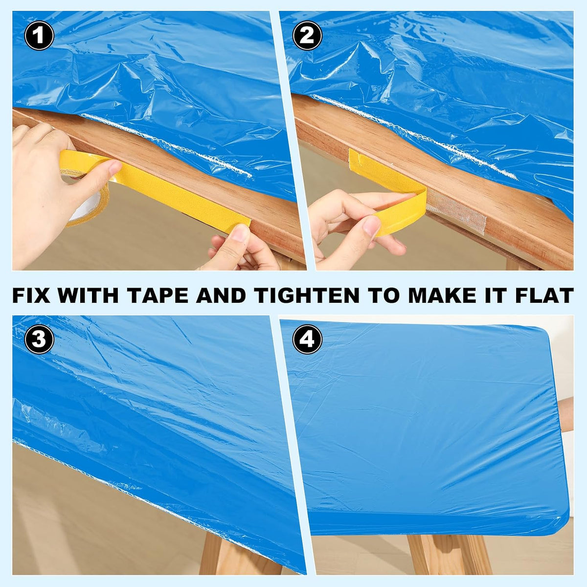 Boao 24Pcs Plastic Tablecloths, 8 Ft, 96 x 30 Disposable Table Covers Blue