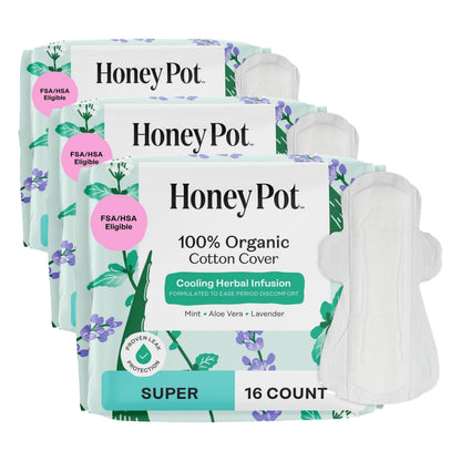 The Honey Pot Company - Cooling Herbal - Overnight - Pads for Women