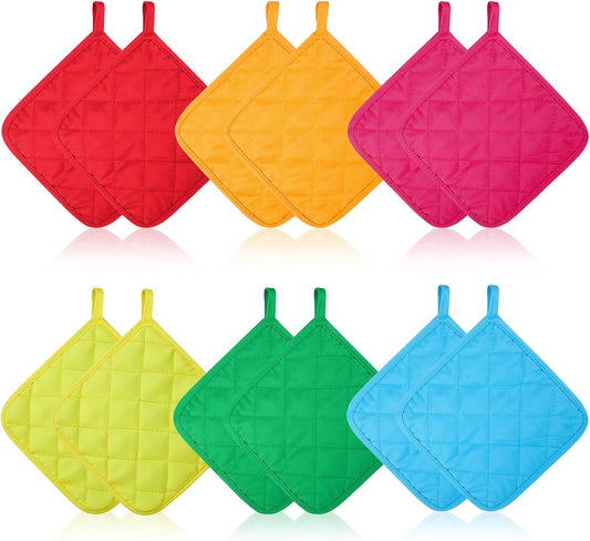 Bokon 12 Pcs Pot Holders Bulk for Kitchen, Multicolor Cotton Hot Pads