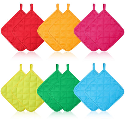 Bokon 12 Pcs Pot Holders Bulk for Kitchen, Multicolor Cotton Hot Pads
