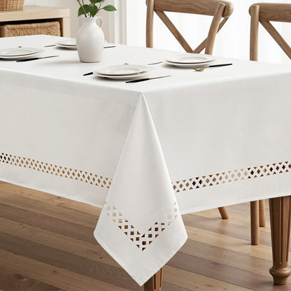 MIULEE Pink Rectangle Tablecloth with Decorative Cutouts 52x70 Inch