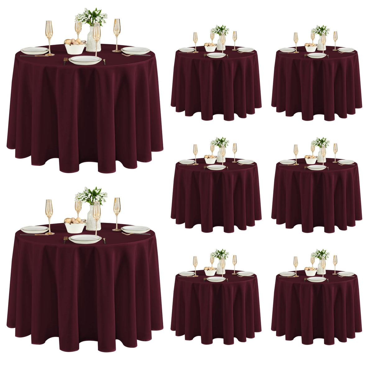 Fitable 6 Pack Black Tablecloths 70x120 Inch for 6-8 Ft Rectangle Tables
