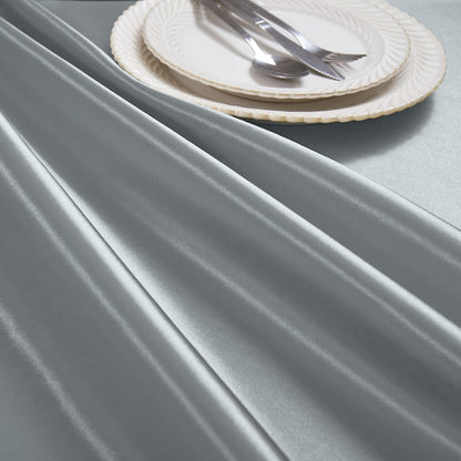 1 Pack Silver Satin Tablecloth, 58 x 102 Inches, Rectangle