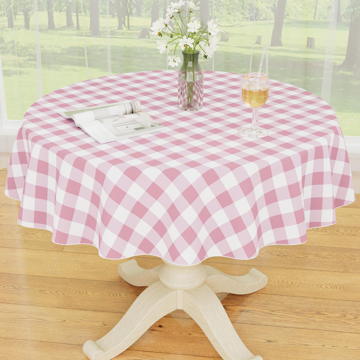Smiry Picnic Table Cloth, Vinyl Tablecloths with Flannel Backing, 60"x84"