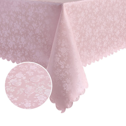 Romanstile Waterproof Vinyl Tablecloth Rectangle, 60 x 84 Inch, Rose Beige