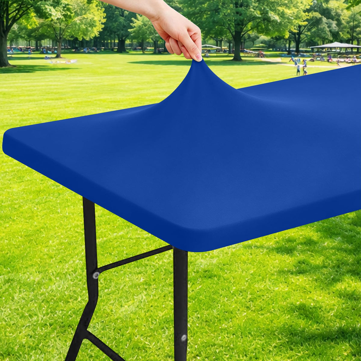 Moosfor Rectangle Spandex Fitted Table Cloth, 6FT Elastic Tablecloth