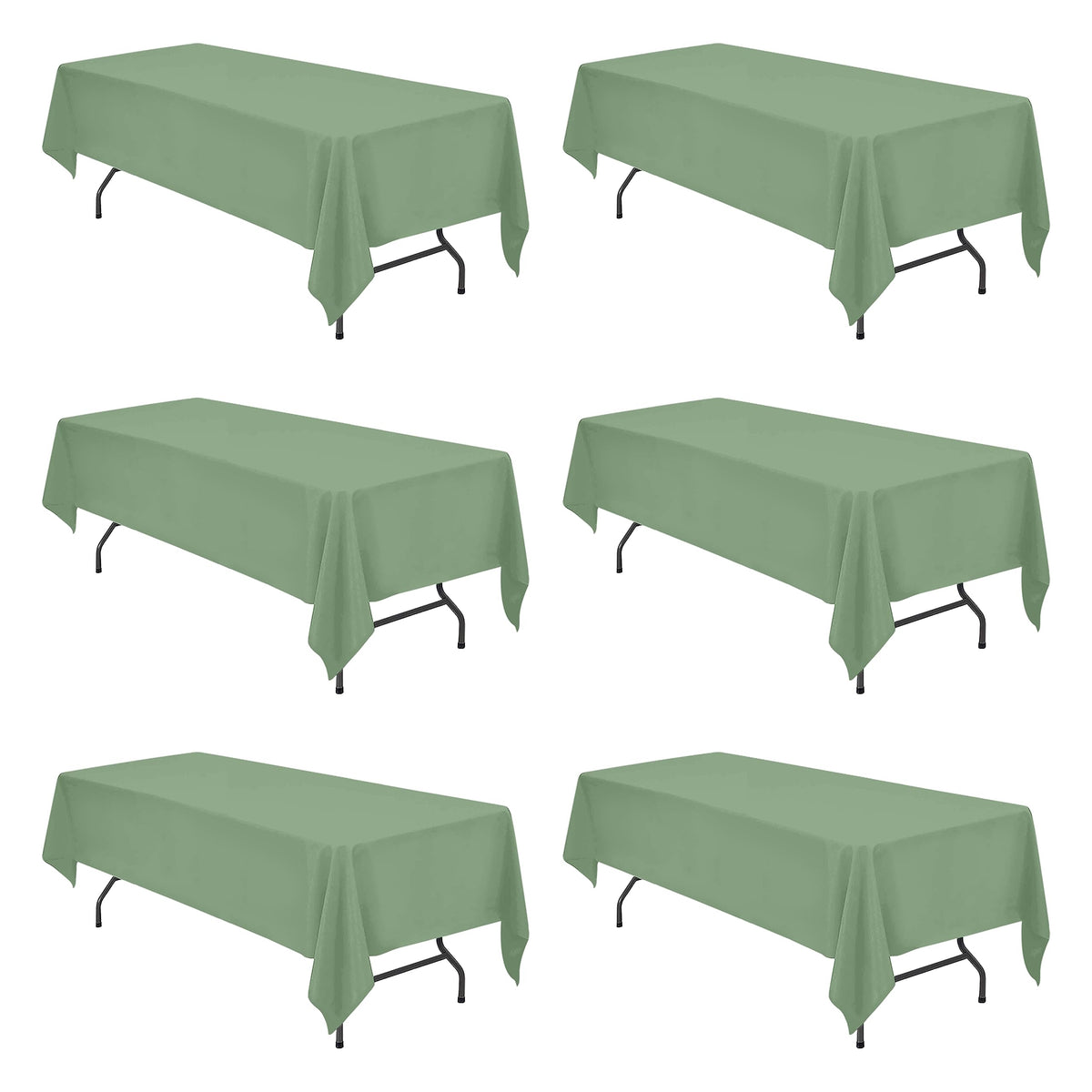 BRILLMAX 6 Pack Ivory Tablecloths 60x102 Inch for 6ft Rectangle Tables