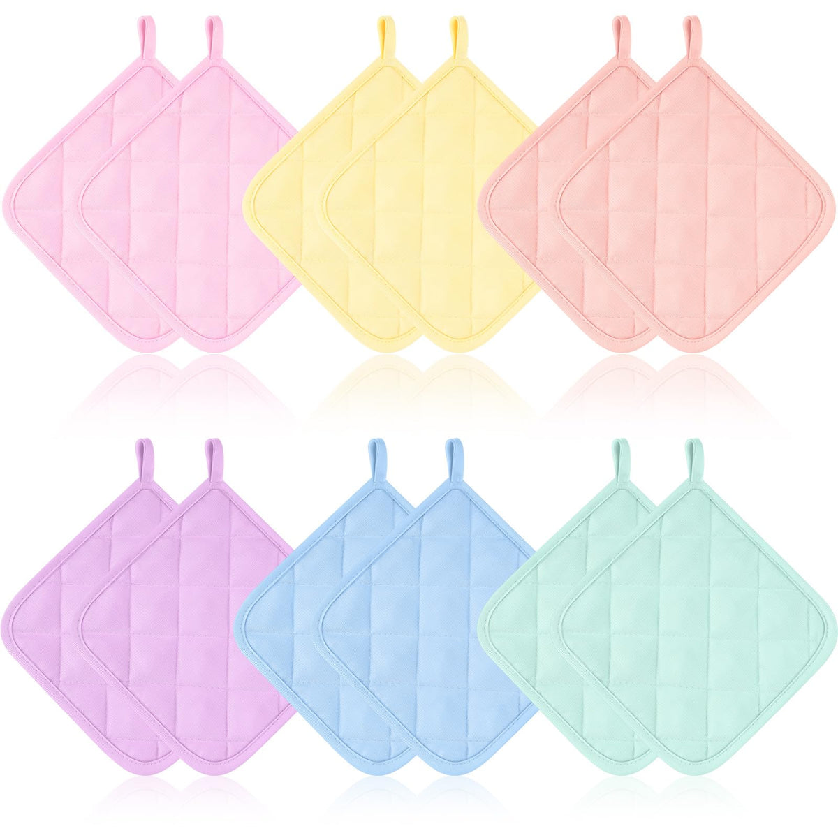 Bokon 12 Pcs Pot Holders Bulk for Kitchen, Multicolor Cotton Hot Pads