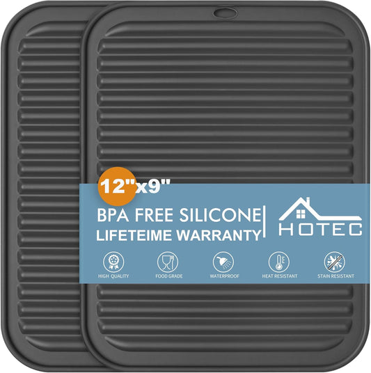HOTEC 2-Pack Silicone Trivets, Dark Grey