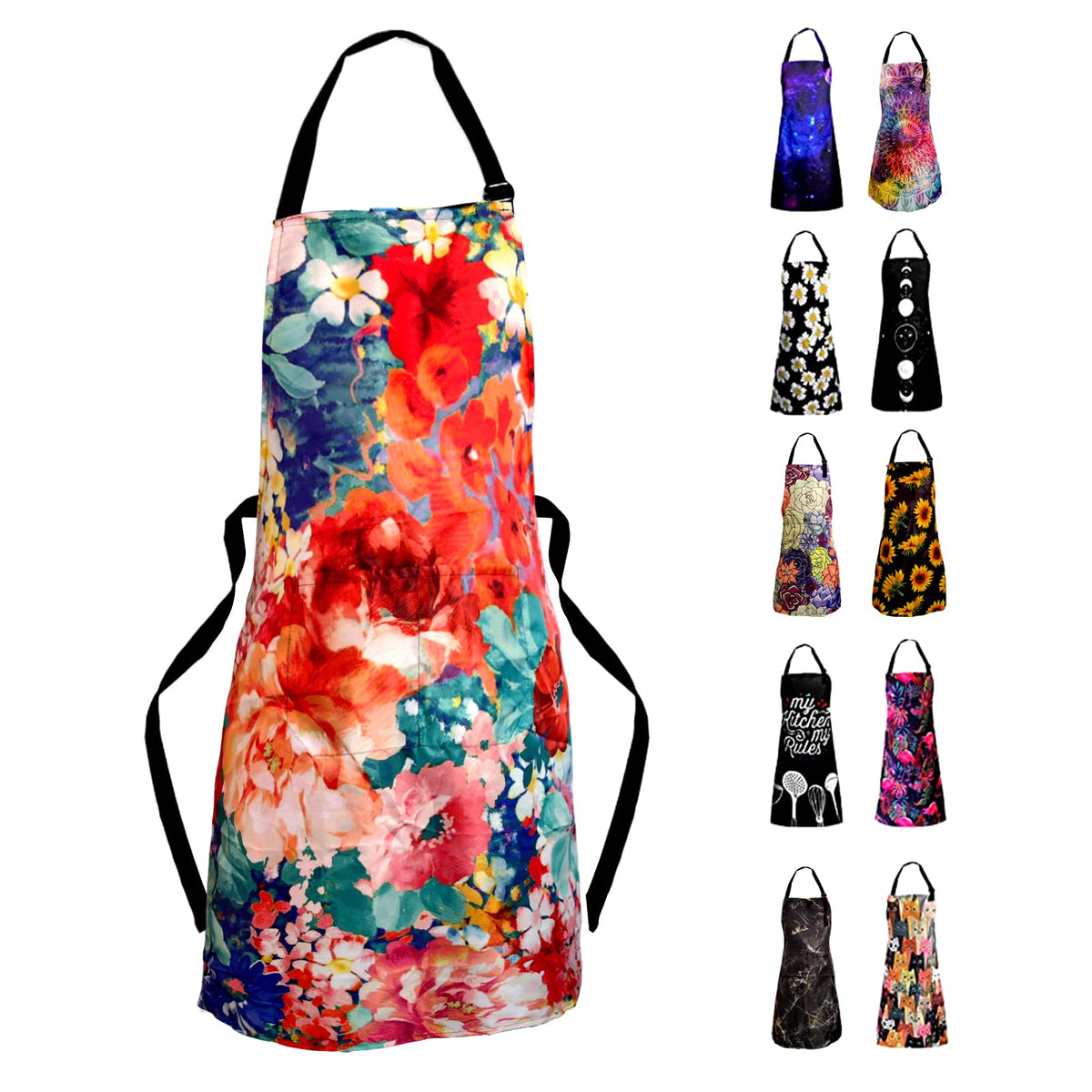 Adjustable Waterproof Apron Bib Apron with 2 Pockets Cooking Kitchen Aprons for Women Men Chef