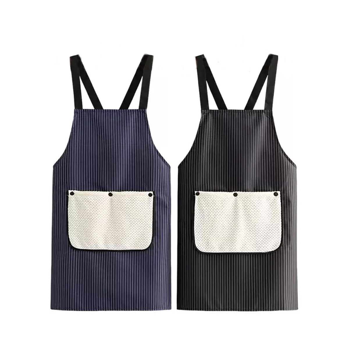 2 Pack Kitchen Apron with Hand Wipe,Water-drop Resistant with 2 Pockets Cooking Bib Aprons for Women Men Chef