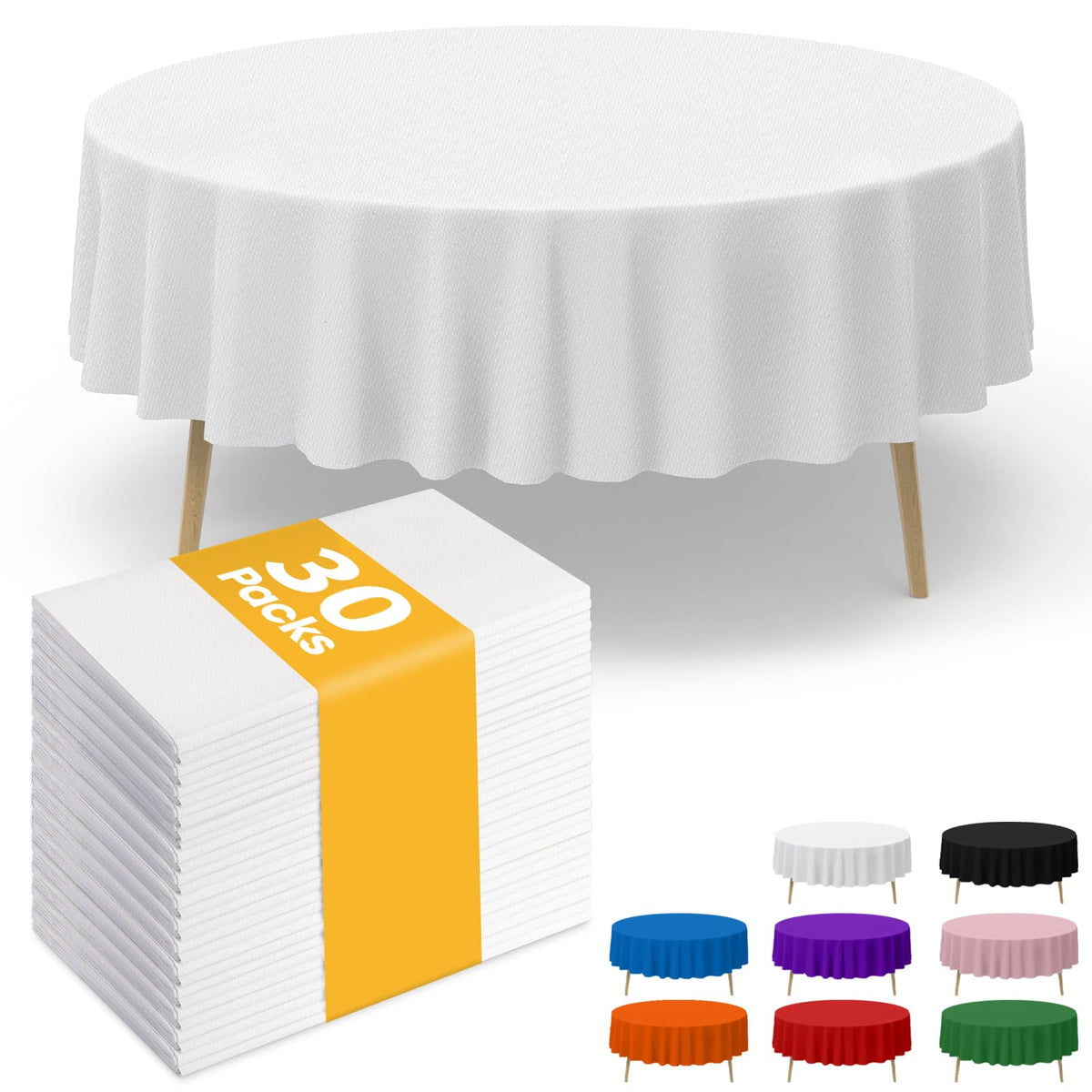 Niuara White Plastic Table Cloth - 30 Pack 54" × 108" Rectangle Disposable Tablecloths for 6FT Tables, Waterproof Table Cover for Party, Holiday & Gathering Use