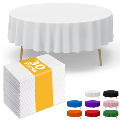 Niuara White Plastic Table Cloth - 30 Pack 54" × 108" Rectangle Disposable Tablecloths for 6FT Tables, Waterproof Table Cover for Party, Holiday & Gathering Use