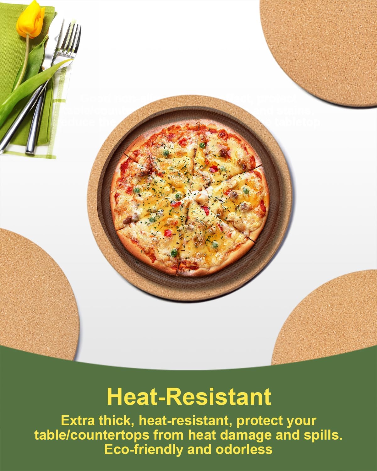4 PCS Heat Resistant Cork Trivets for Hot Dishes, Hot Pots and Pans
