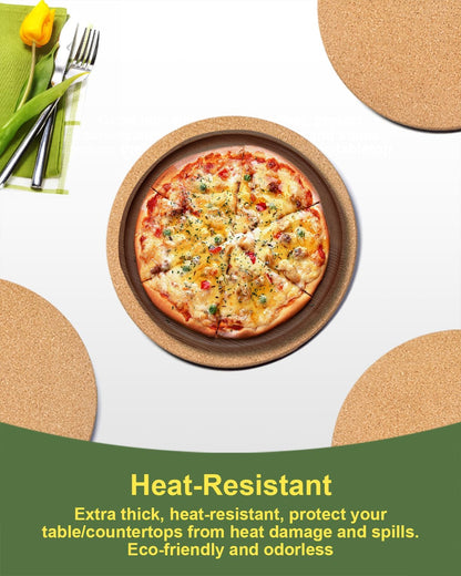 4 PCS Heat Resistant Cork Trivets for Hot Dishes, Hot Pots and Pans