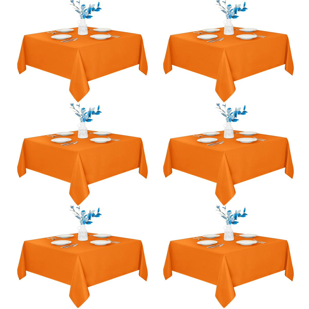 Fitable 6 Pack Black Tablecloths 70x120 Inch for 6-8 Ft Rectangle Tables