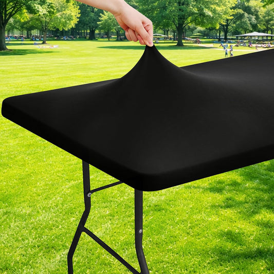 Moosfor Rectangle Spandex Fitted Table Cloth, 6FT Elastic Tablecloth