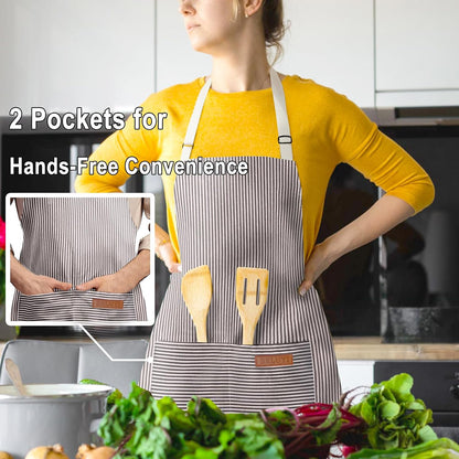 BeLuyi Adjustable Bib Apron with 2 Pockets Chef Cooking Kitchen Restaurant Aprons for Women Men