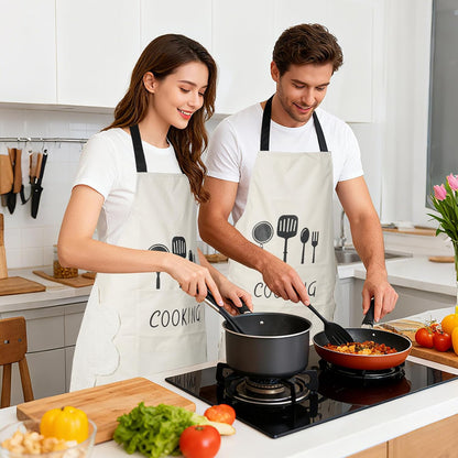 DILLMAN Women Kitchen Apron with Hand Wipe Pockets，Big Pocket,Hand-wiping, Waterproof for Cooking Baking