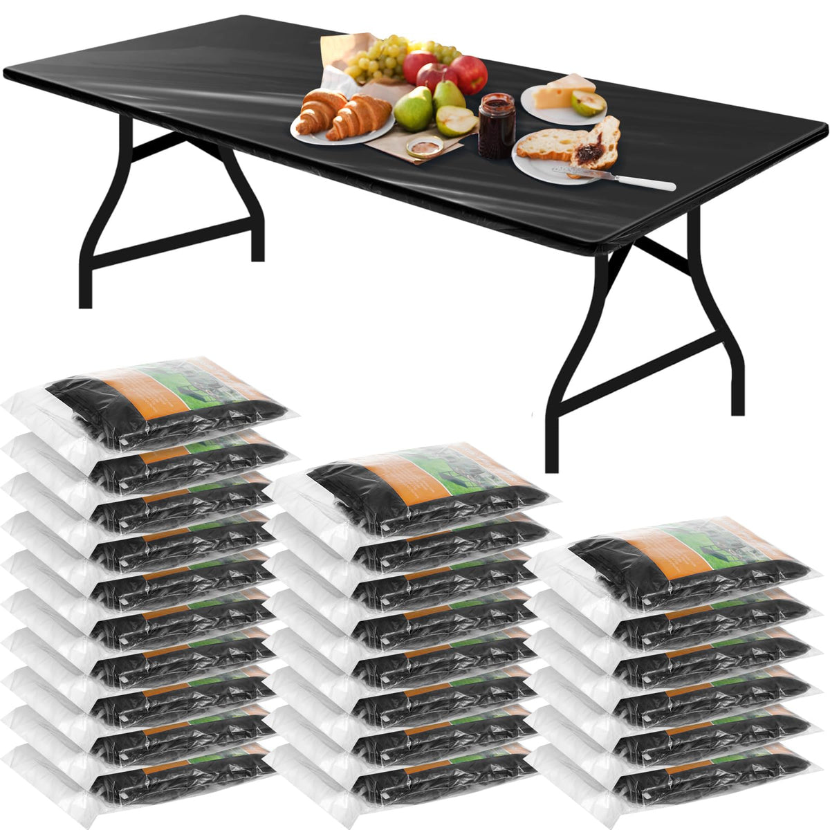 Boao 24Pcs Plastic Tablecloths, 8 Ft, 96 x 30 Disposable Table Covers Blue