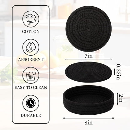 Trivets for Hot Dishes, Pots and Pans, 5 Pcs Hot Pads with Storage Basket