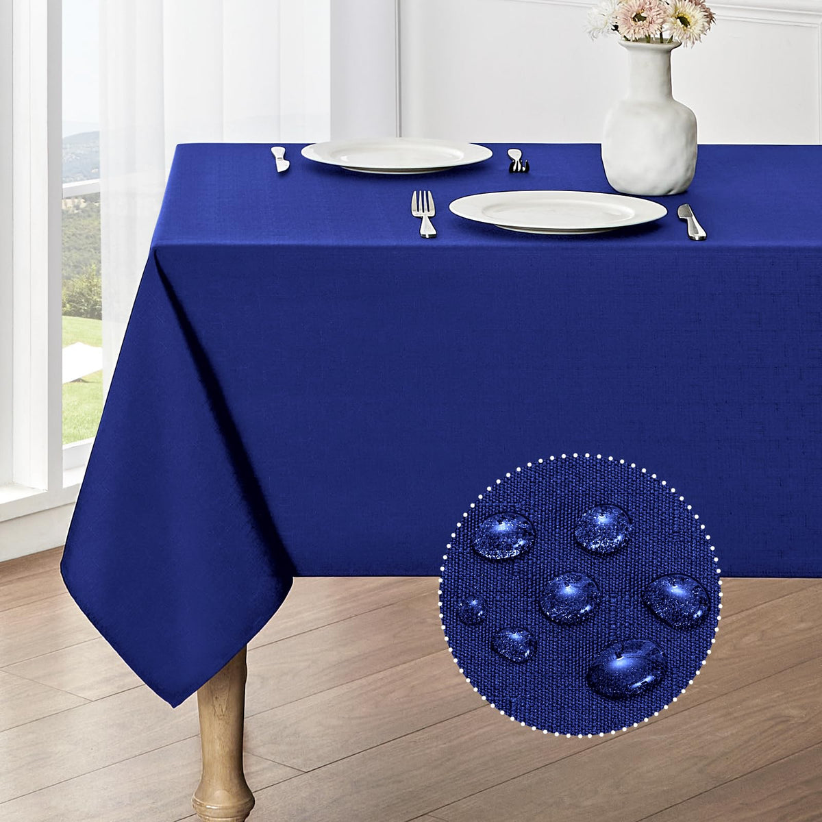 Veblandy Rectangle Tablecloth Waterproof Linen Textured Table Cloth Stain and Wrinkle Resistant Washable, Decorative Fabric Table Cover for Dining, Party and Camping (Sage Green, 52 * 70)