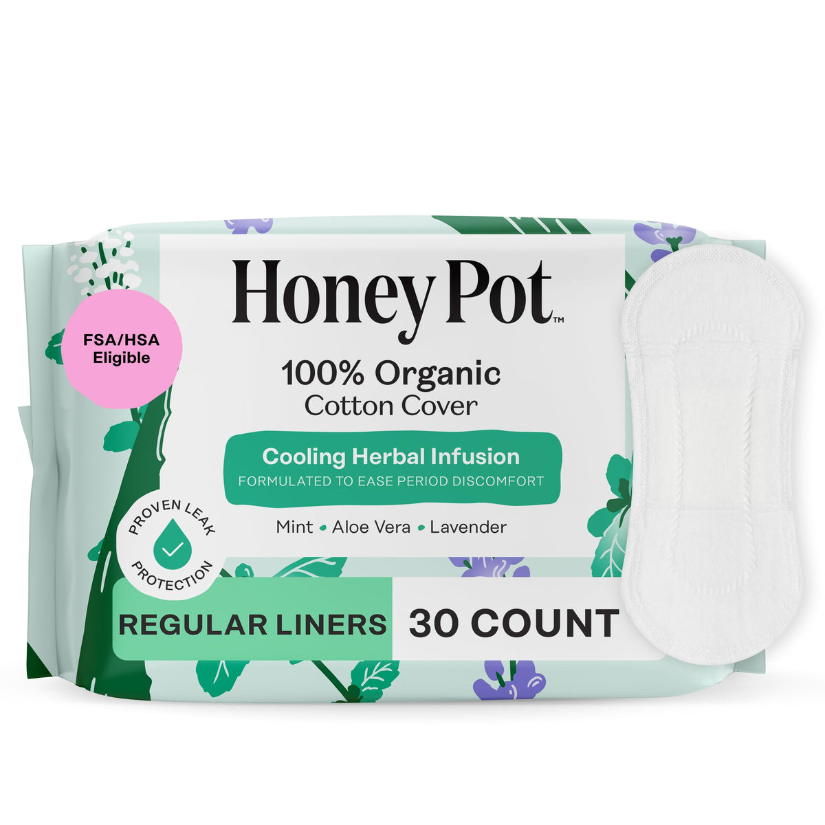 The Honey Pot Company - Cooling Herbal - Overnight - Pads for Women