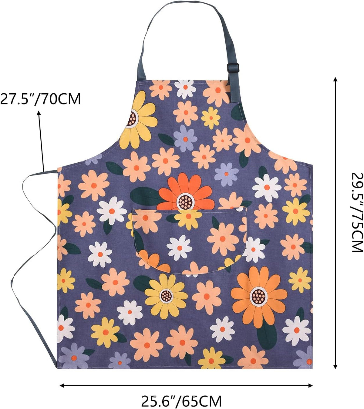 2 Pack Floral Apron for Women with Pockets, Adjustable Cotton Chef Aprons for Kitchen, Cooking, BBQ & Grill