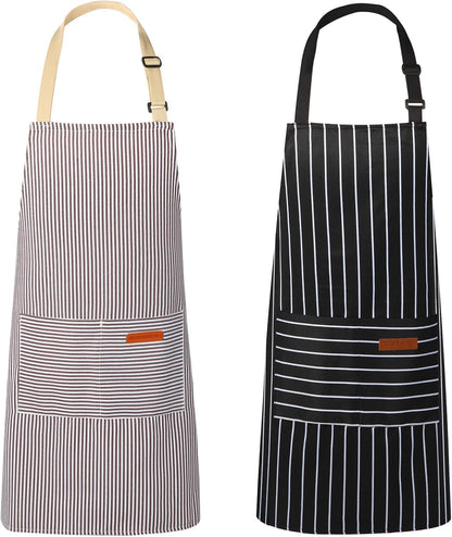 VALOME 2 Pack Kitchen Aprons with Pockets, Cooking Chef Apron for Men Women