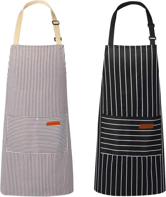 VALOME 2 Pack Kitchen Aprons with Pockets, Cooking Chef Apron for Men Women