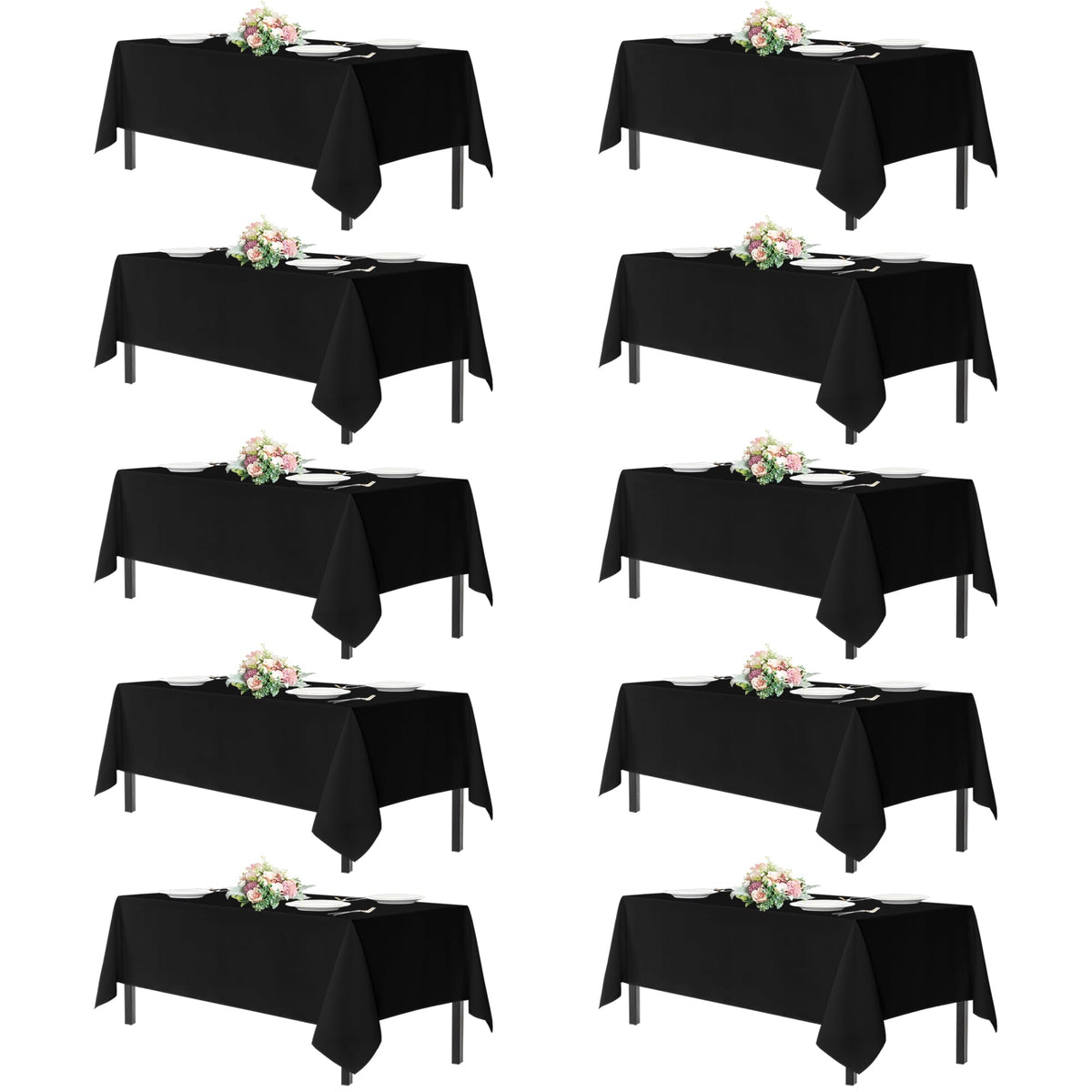 sancua 2 Pack Black Tablecloths 60x102 Inch for 6 Feet Rectangle Tables