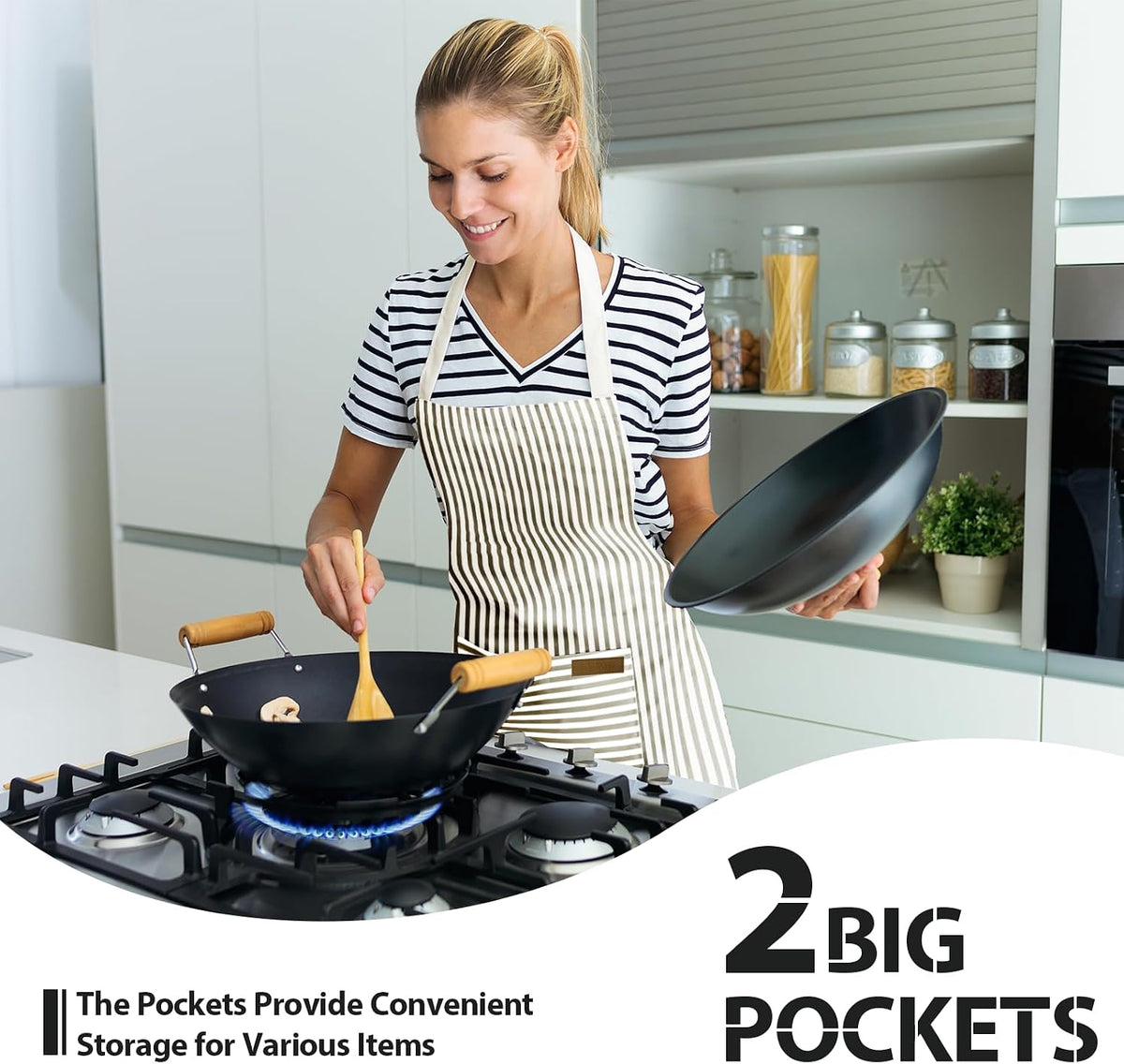 VALOME 2 Pack Kitchen Aprons with Pockets, Cooking Chef Apron for Men Women
