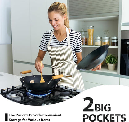 VALOME 2 Pack Kitchen Aprons with Pockets, Cooking Chef Apron for Men Women