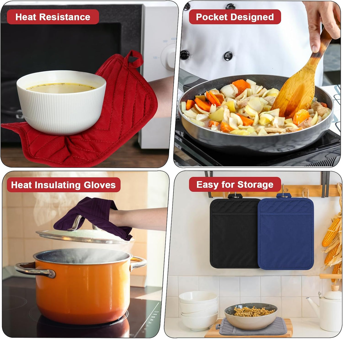 Zhehao 15 Pcs Cotton Pot Holders for Kitchen Heat Resistant Cotton Hot Pads