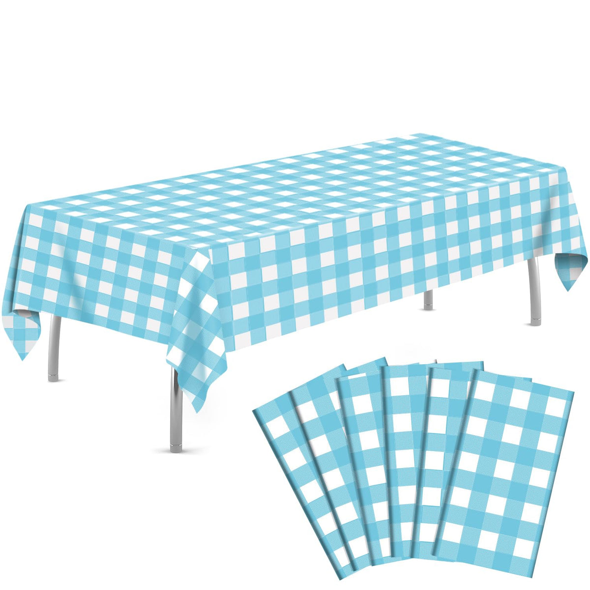tujol Royal Blue 6 Pack Plastic Table Cloth 54" x 108", Disposable Tablecloths Rectangle Table Cover, Plastic Tablecloths for Parties