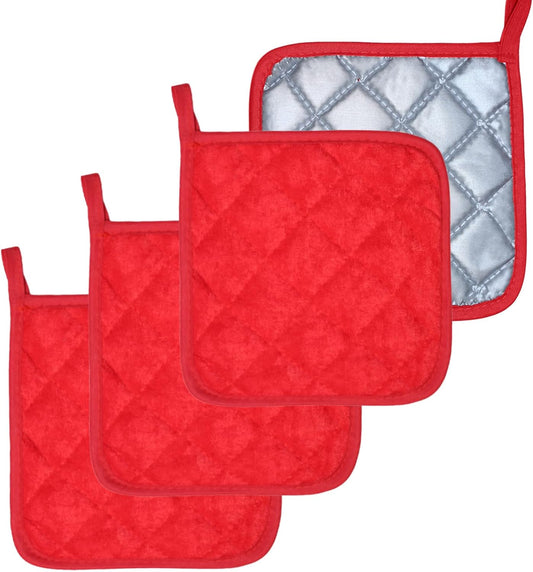 4 Pack Pot Holders for Kitchen Clearance Oven Potholders Sets for Kitchens Hot Pads for Kitchen Countertops Heat Resistant Red