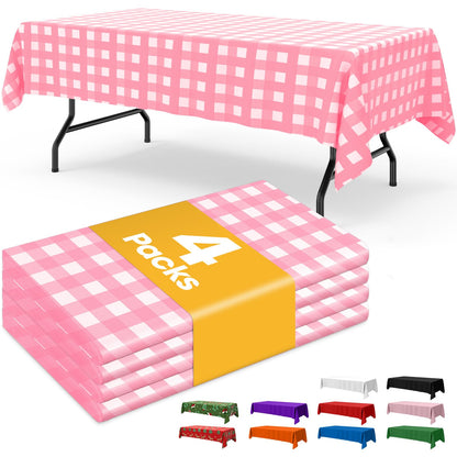 Niuara Black Plastic Table Cloth Disposable, 4 Pack, 54 x 108 in