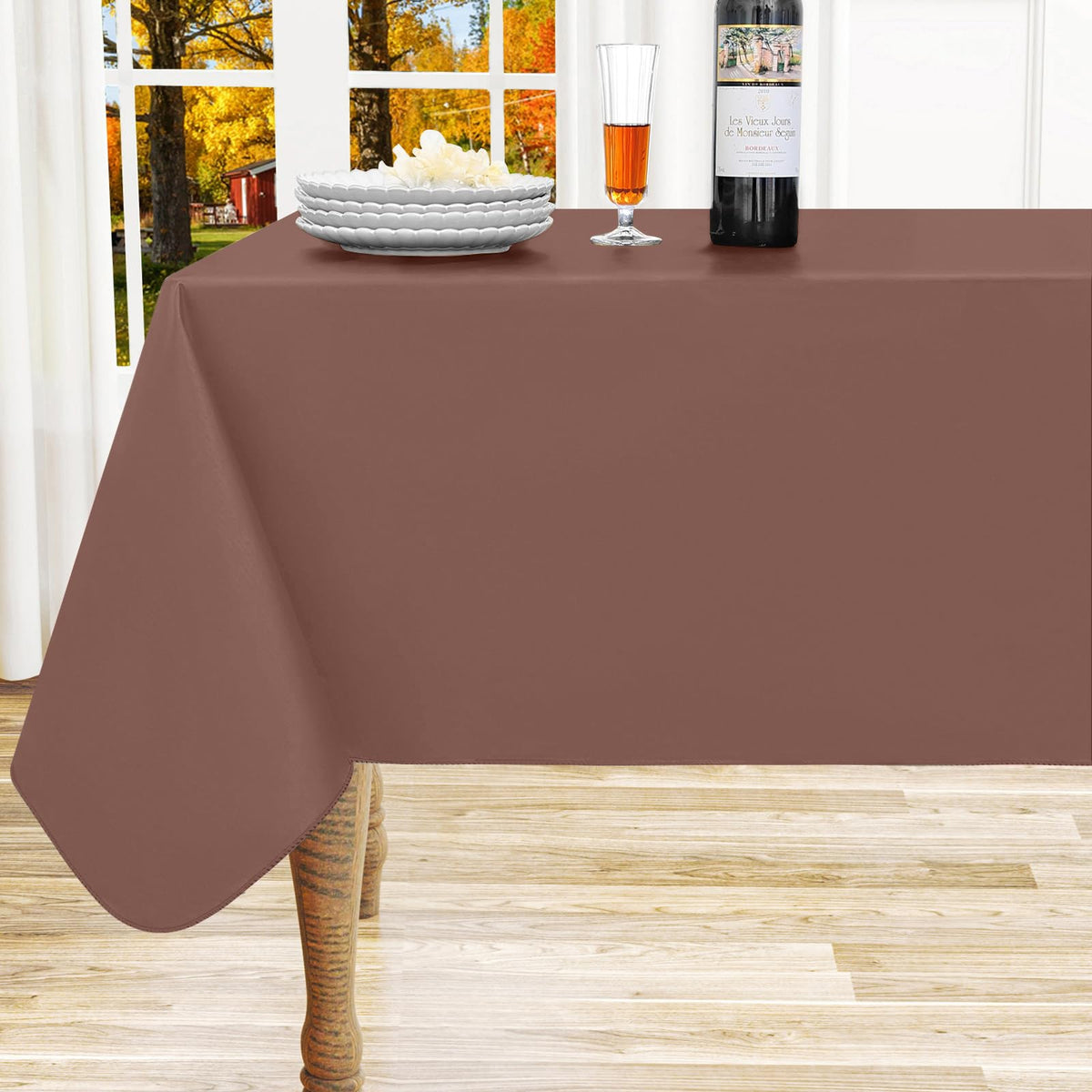 homing Rectangle Black Vinyl Waterproof Tablecloth with Flannel Backed