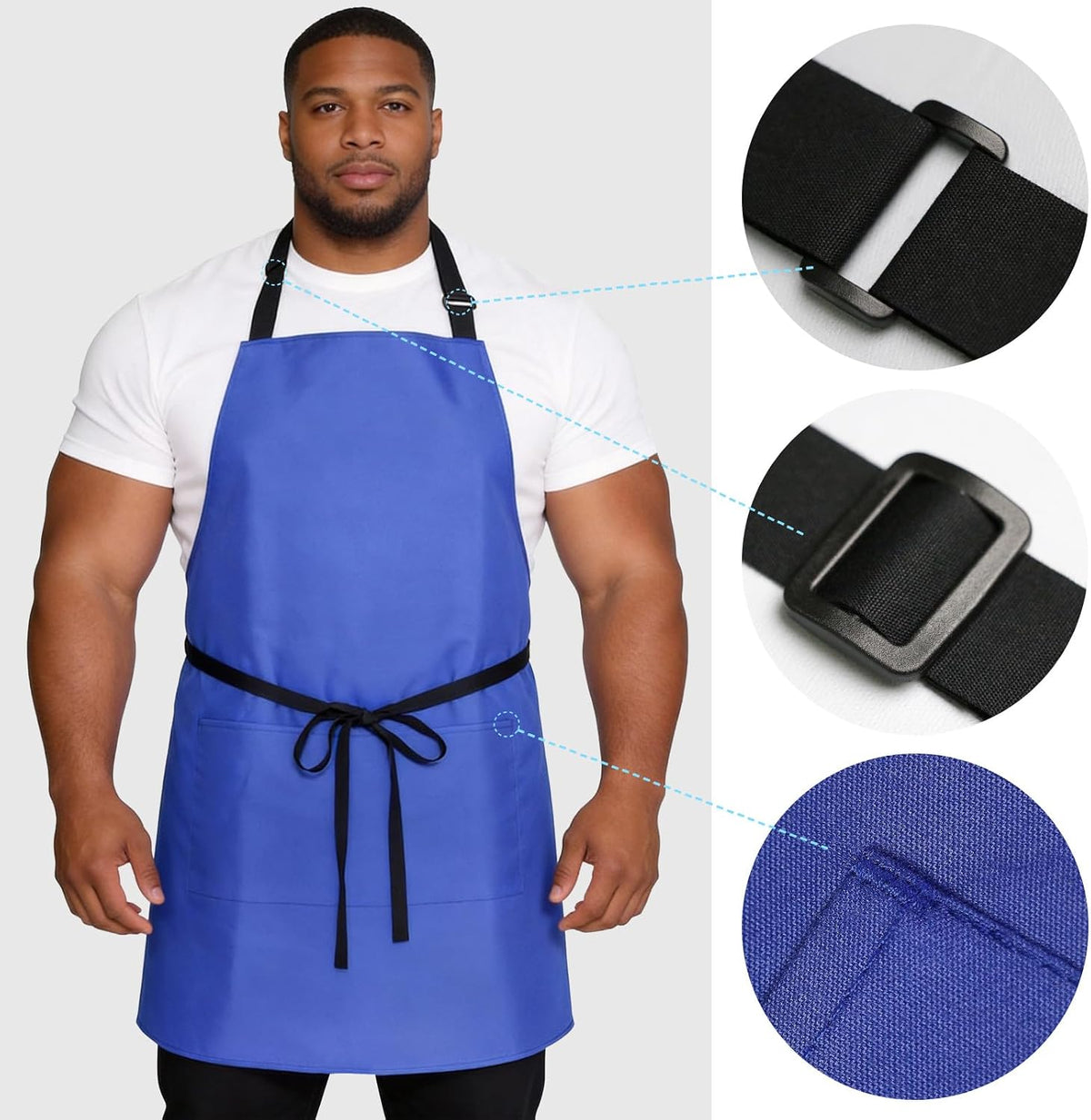 2 Pack Kitchen Aprons, Waterproof and Oil Resistant with 2 Pockets, Adjustable Neck Strap for Chef Apron